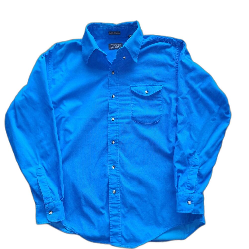 Vintage Lord & Taylor Royal Blue Corduroy Button Up Shirt Size L